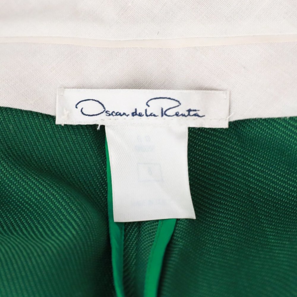 Runway Oscar De La Renta Pants 8 Wool Trousers Green Christmas Holiday Party - Picture 8 of 9